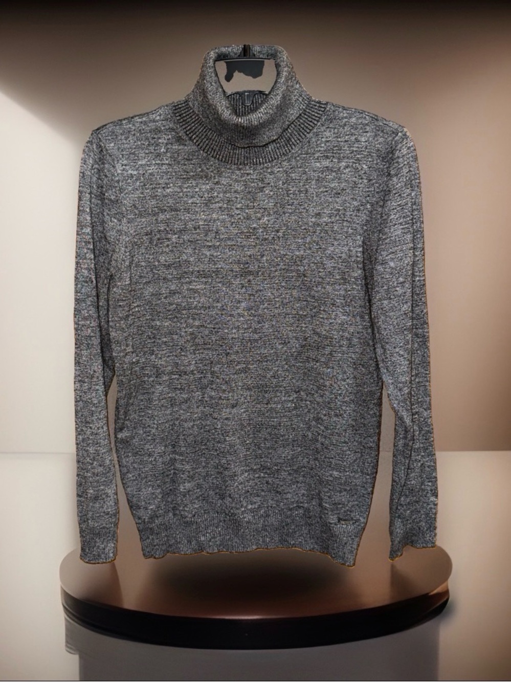 Calvin Klein Women’s Heather Grey Knit Turtleneck Sweater-M-EC